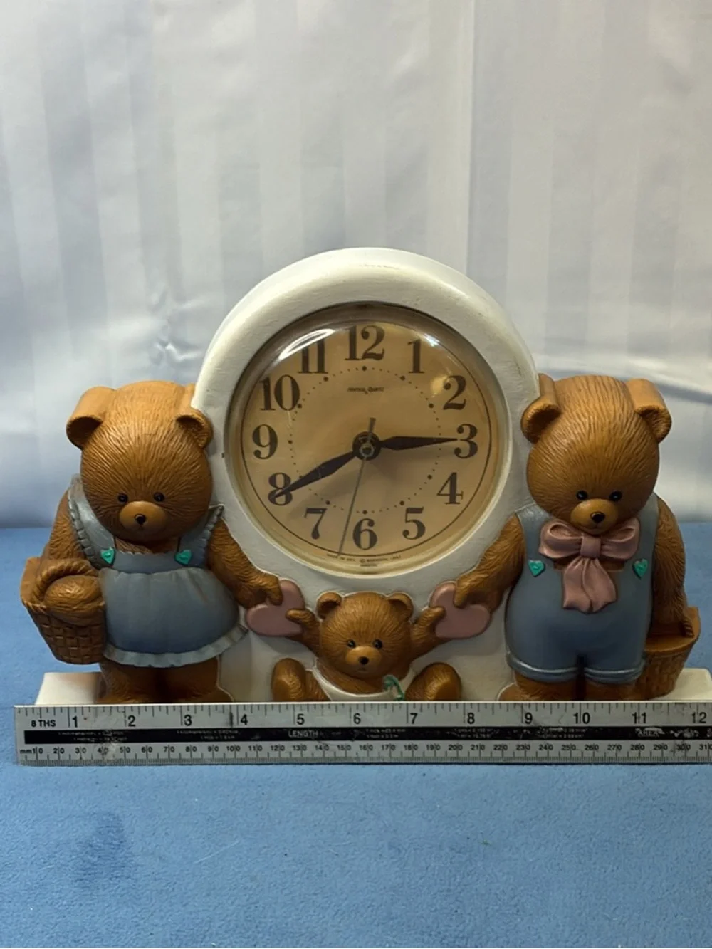 1987 Homco Burwood Teddy Bear Family Quartz Clock